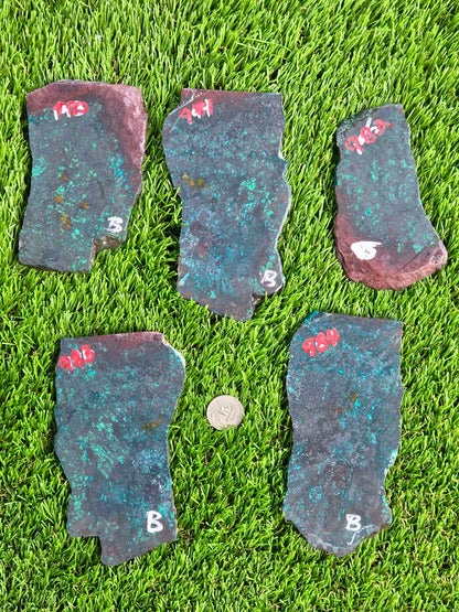 Galena Chrysocolla & Malachite Slabs V980–984