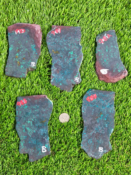 Galena Chrysocolla & Malachite Slabs V980–984