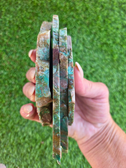 Desert Mosaic Puddingstone with Malachite Slabs A46-49