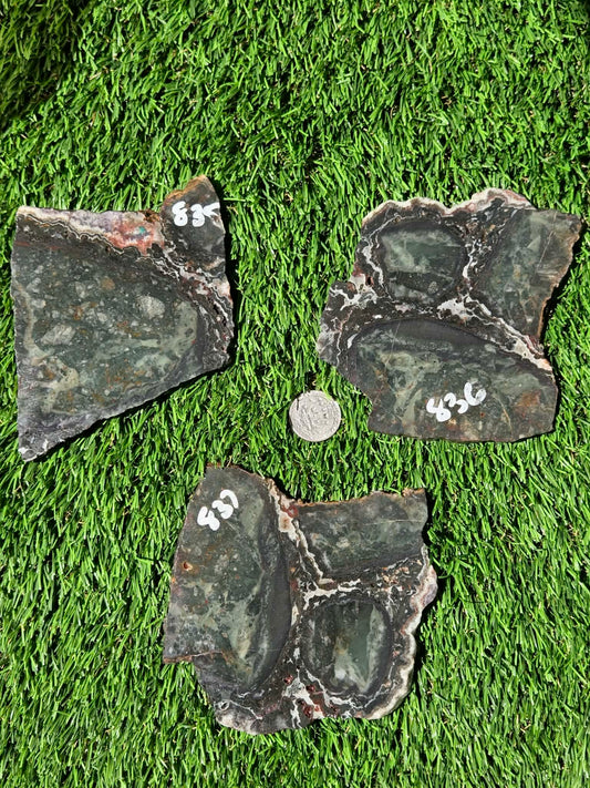 Brecciated Green Jasper Slabs R835–837