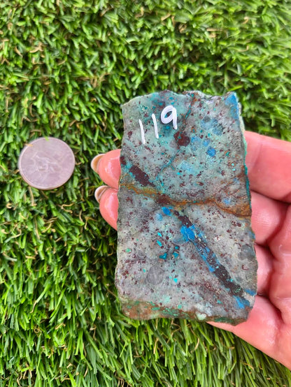 Shattuckite with Azurite & Malachite Slabs B113-119