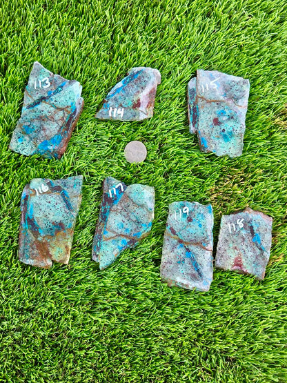 Shattuckite with Azurite & Malachite Slabs B113-119