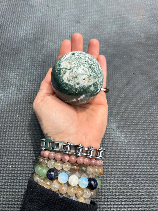 Moss Agate Crystal Sphere