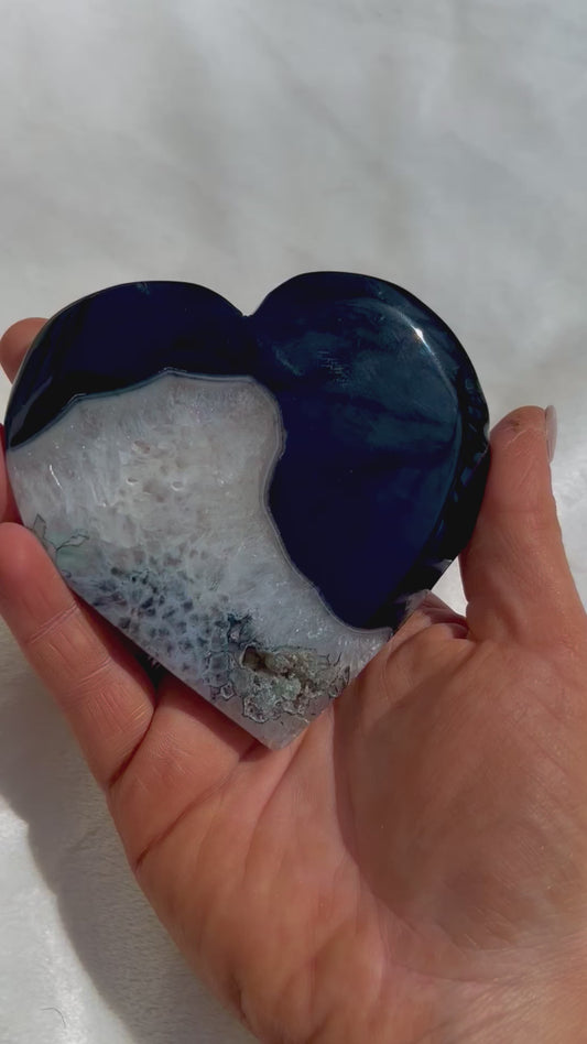 Black Agate Crystal Druzy Heart 210g