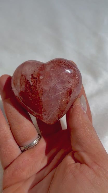 Beautiful Fire Quartz Crystal Hearts 94g-142g