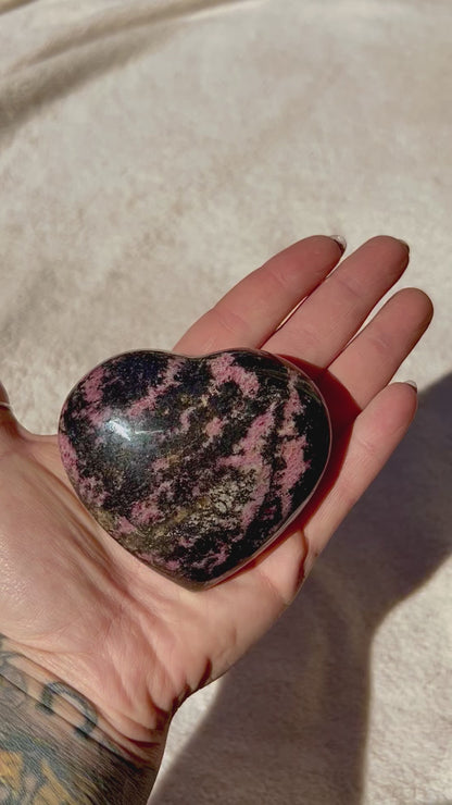 Beautiful Rhodonite Crystal Heart 324g-352g