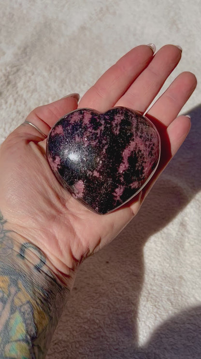 Beautiful Rhodonite Crystal Heart 324g-352g